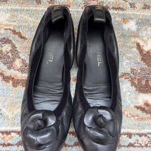 Chanel Black Leather Women's Shoes